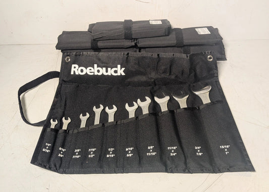 Roebuck 10 Piece AF Open Ended Spanner Set 1/4in-1in With Tool Roll