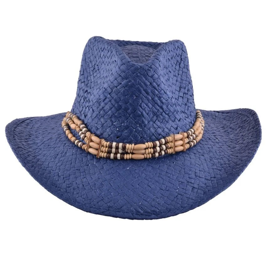 Paper Straw Cowboy Hat - Navy (Medium 57cm)