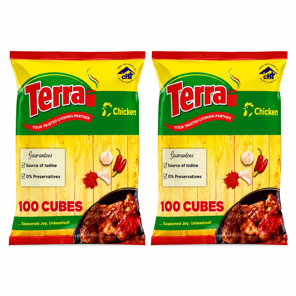 2 x Terra Chicken Seasoning Cube | 100 Cubes for Stews & Soups - Exp. Oct 2027