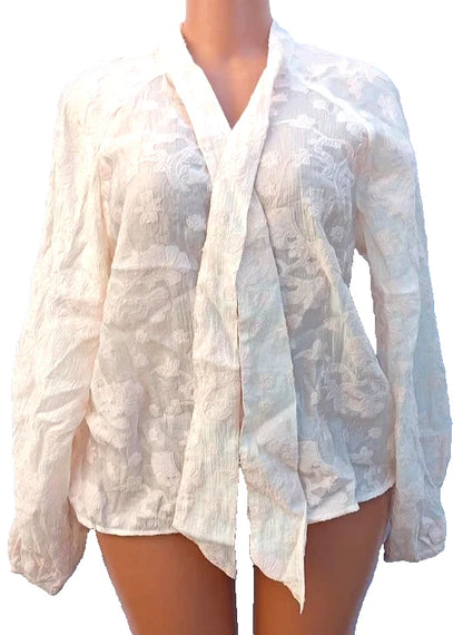 TU Cream Textured Floral Blouse Top UK 14