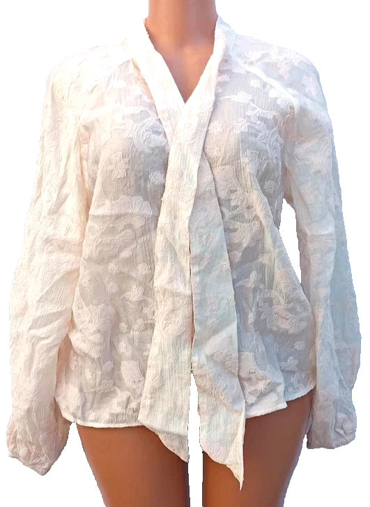 TU Cream Textured Floral Blouse Top UK 14