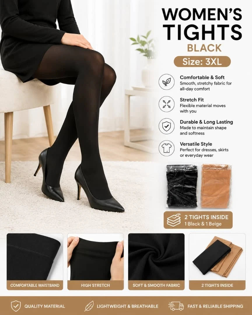 Women’s Beige Tights 3XL 2 Pairs Nylon Spandex Brand New