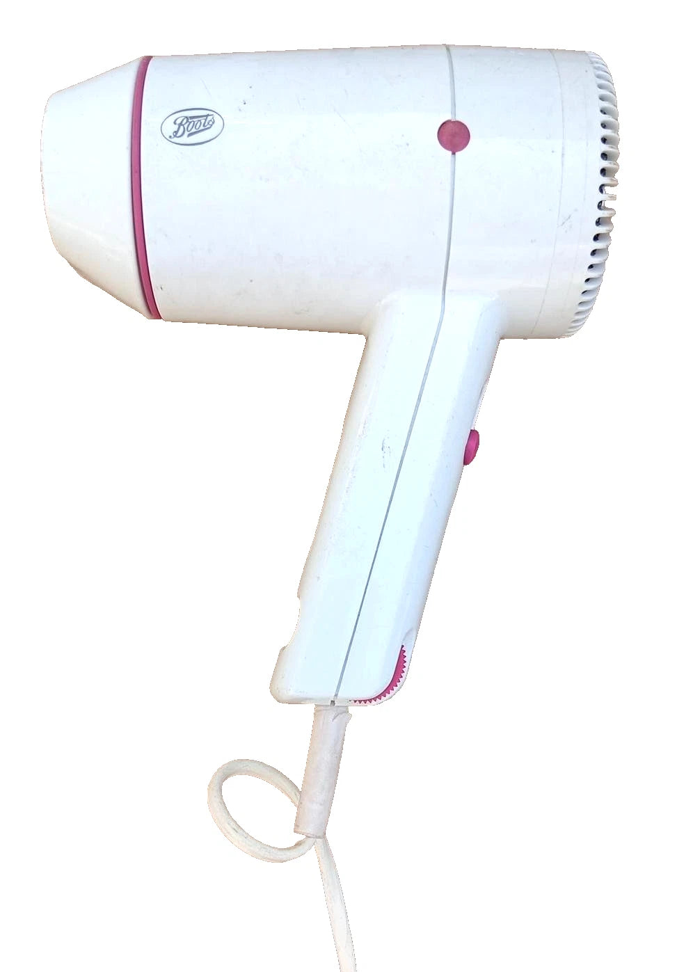 Boots 1200W Hair Dryer 240V White & Pink Compact Travel Hairdryer