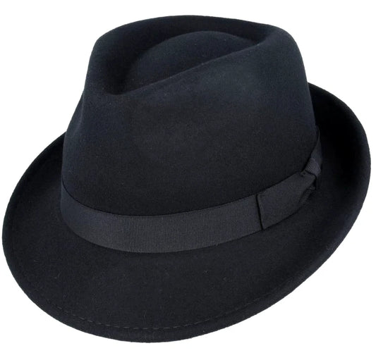 Crushable Wool Felt Trilby Hat – Black | Size Small 55cm | TY303