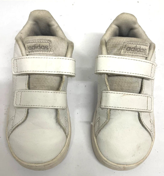 Adidas Grand Court Infants’ Hook-and-Loop Shoes – White – UK 8.5