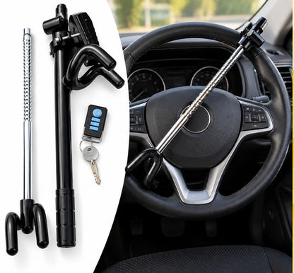 Universal Telescopic Steering Wheel Lock Twin Hook Anti-Theft With Key & Remote