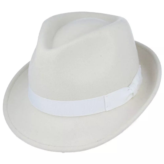 Unisex Mens Women Vintage Classic 100% Felt Wool Fedora Trilby Hat -Large (59cm)