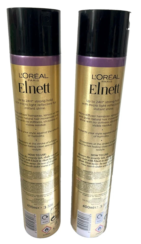 2x L’Oréal Paris Elnett Hair Spray 400ml – Strong Hold