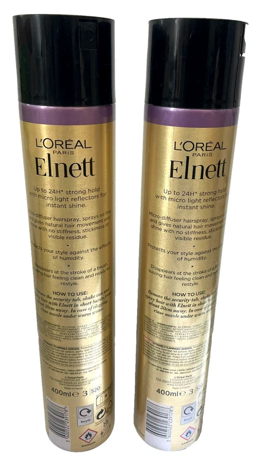 2x L’Oréal Paris Elnett Hair Spray 400ml – Strong Hold