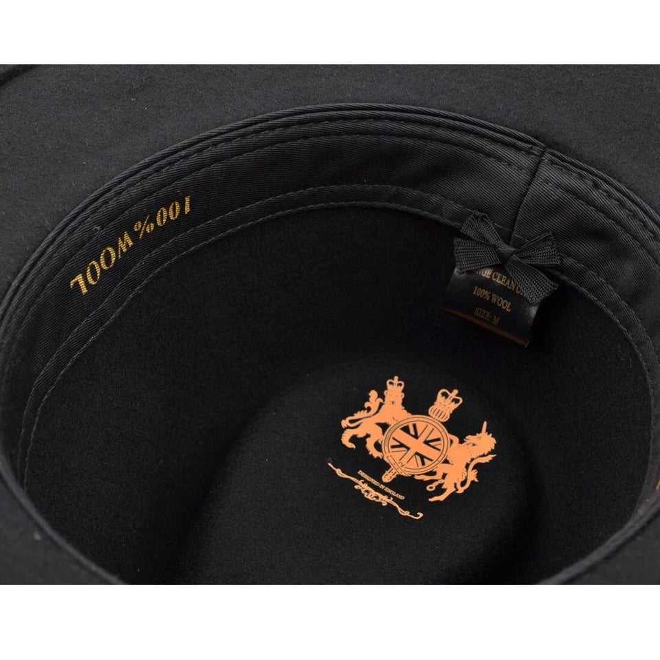 Crushable Wool Felt Fedora Hat Adorned with Feather Pin Black - Medium