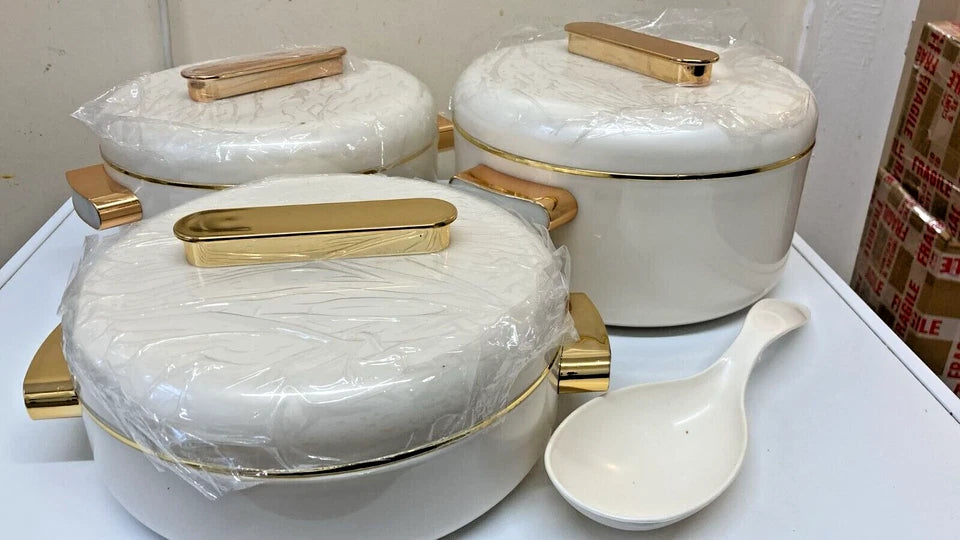 Sheraton Insulated Casserole Set of 3 with serving spoon– Elegant & Durable