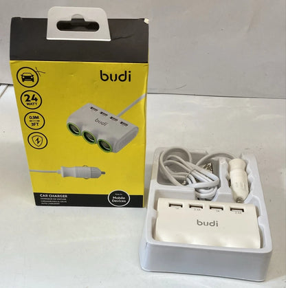 3 Way Car Cigarette Lighter Splitter 4 USB Charger 24W 12V Adapter