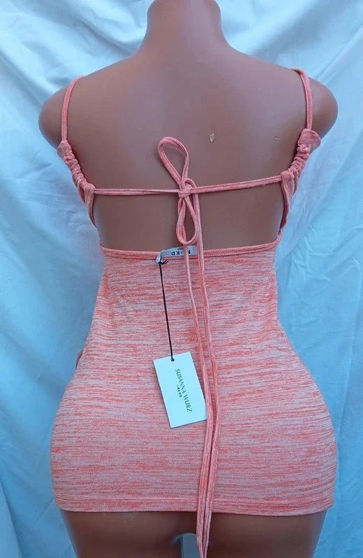 Susana Wurz Peach Marl Bodycon Mini Dress-