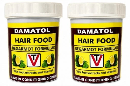 3 x Damato Hair Food Bergamot Formula Leave-In Conditioning Cream Vitamin E 55g