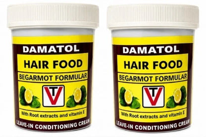 3 x Damato Hair Food Bergamot Formula Leave-In Conditioning Cream Vitamin E 55g