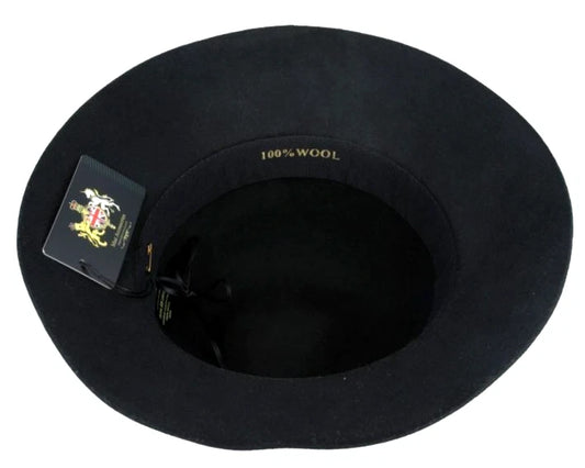 Vintage Wool Cloche Hat With Flower & Strap Belt –Black | Size M 57cm | CL306BLK