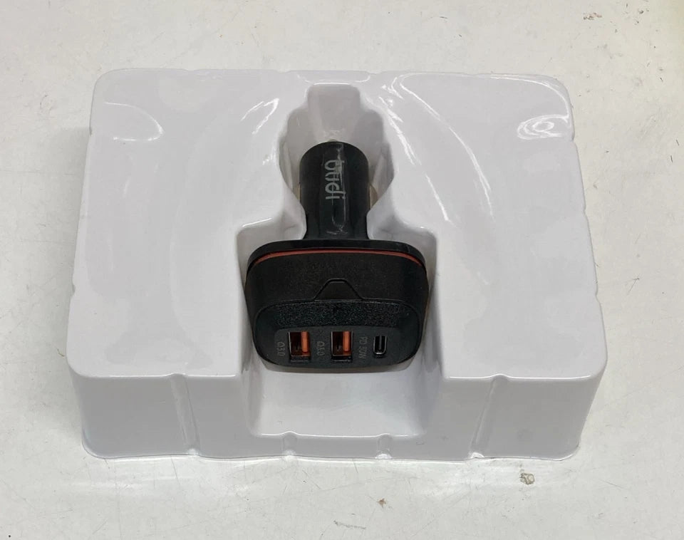 Budi 48W Car Charger 20W USB-C PD Dual QC 3.0 Fast Charge 3 Port Adapter