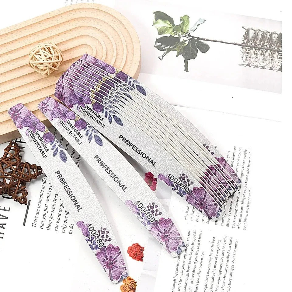 12 pieces Double-Sided Nail Files – 180/240 Grit – Washable & Disinfectable
