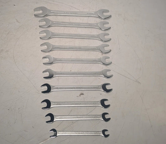 Roebuck 10 Piece AF Open Ended Spanner Set 1/4in-1in With Tool Roll