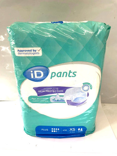 Pack of iD Pants Plus unisex incontinence pull-up pants in Size(XS),14 in pack