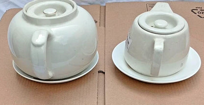 2x White Ceramic Teapots With Lids