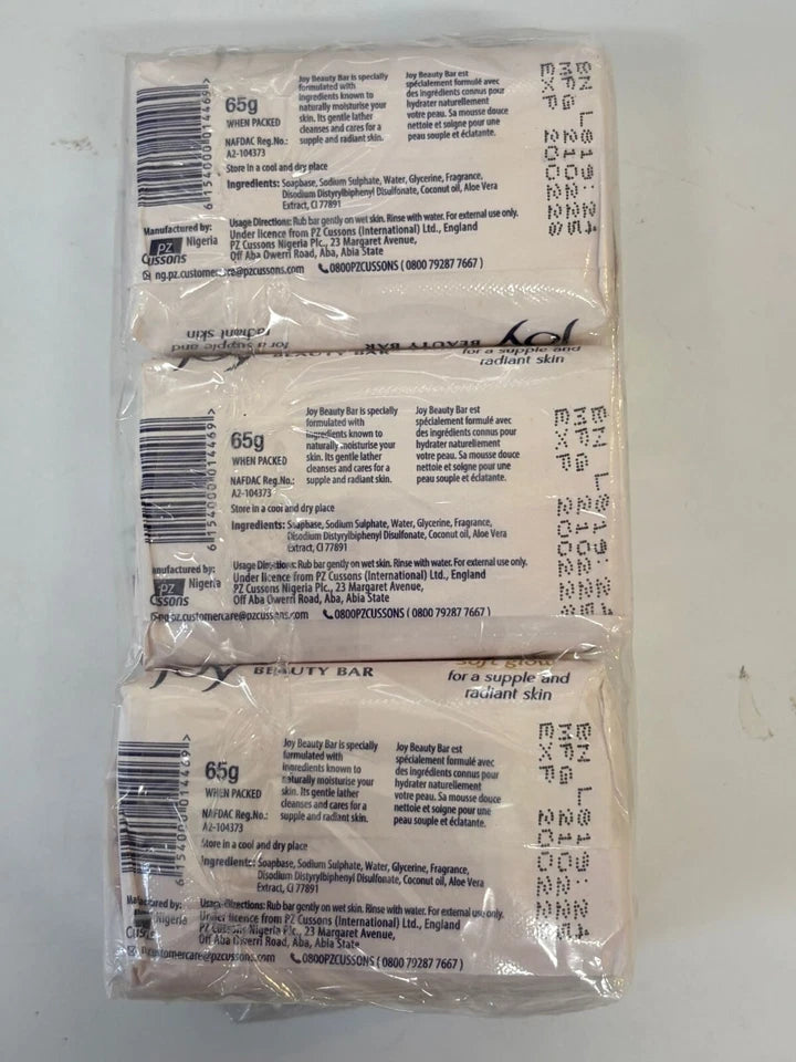 Pack of 6 x 80g Joy Beauty Bar – Soft Glow with Aloe Vera & Coconut Oil