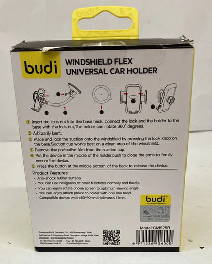 Budi Universal Car Phone Holder 360° Rotating Windscreen Suction Mount