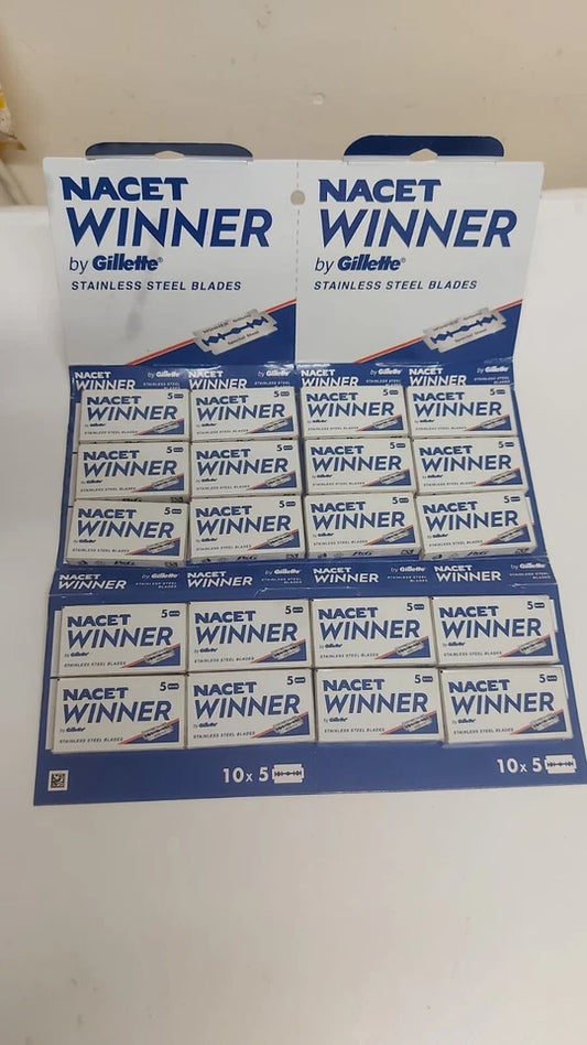 5 blade x 20 Packs Nacet Winner by Gillette - Stainless Steel Double-Edge Blades