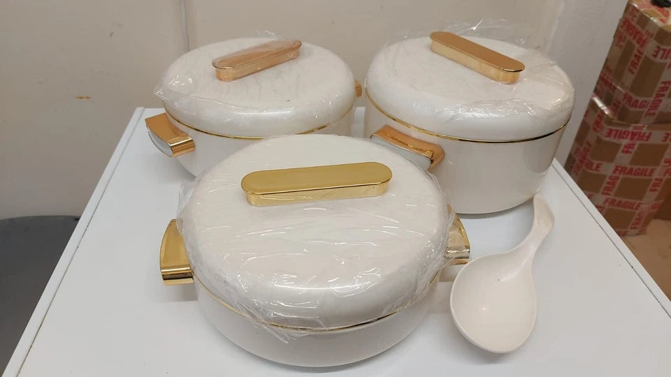 Sheraton Insulated Casserole Set of 3 with serving spoon– Elegant & Durable