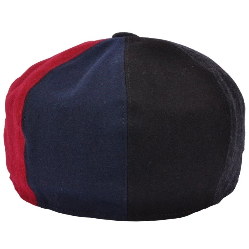 Men’s Navy, Grey & Black Patchwork Newsboy Cap – Bold Heritage Style