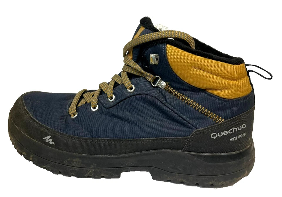 Quechua Blue Yellow Hiking Boots UK 8 EU 42 - Outdoor Walking Shoes