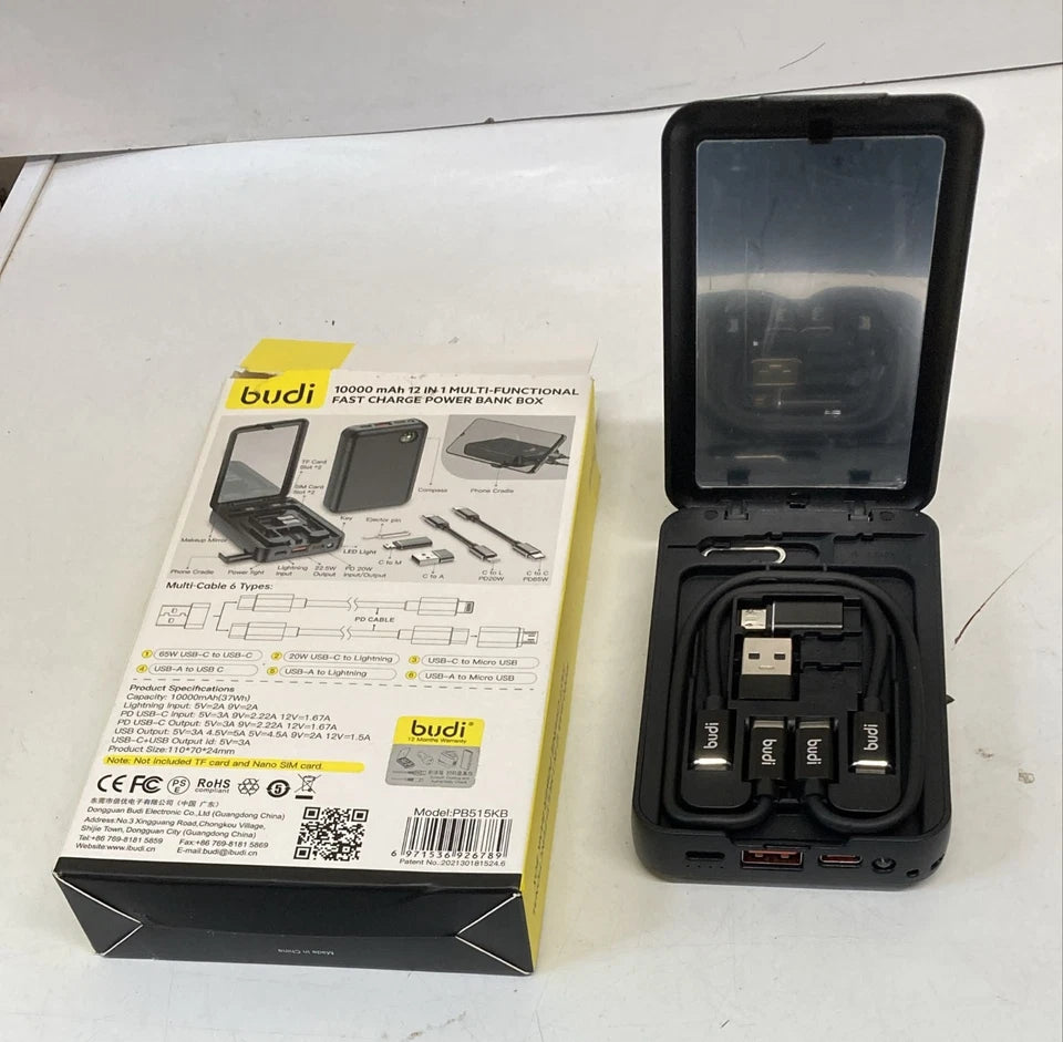 Budi 10000mAh 12-in-1 Power Bank 65W PD Fast Charger