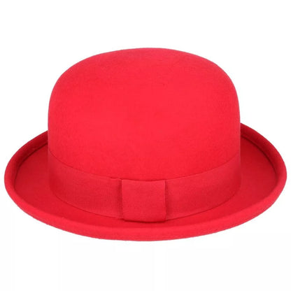 Soft Crushable Wool Bowler Hat - Red - 59 cm: Large