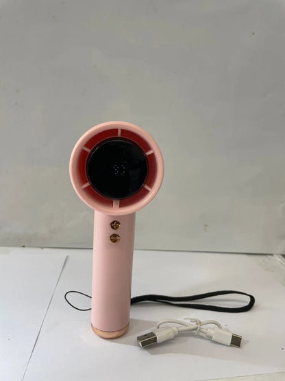 FAN Digital Handheld Small Fan Rechargeable Portable USB Cooling Fan with LED Display – Pink