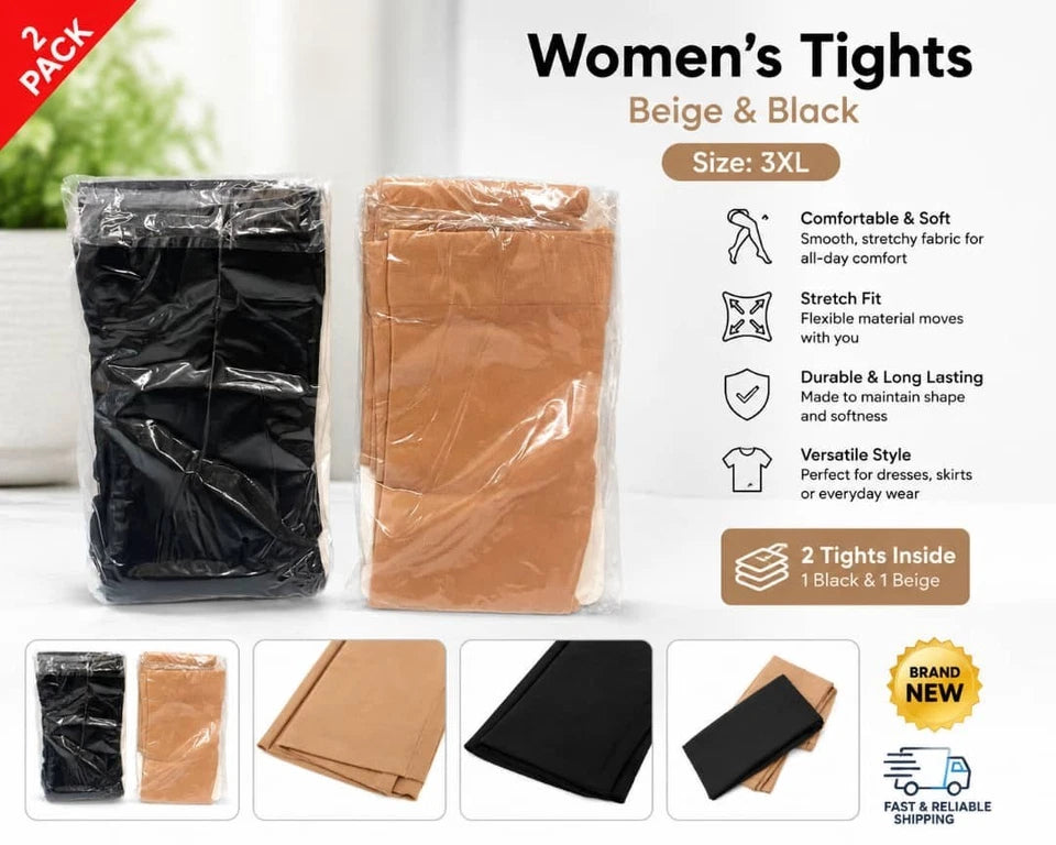 Women’s Beige Tights 3XL 2 Pairs Nylon Spandex Brand New