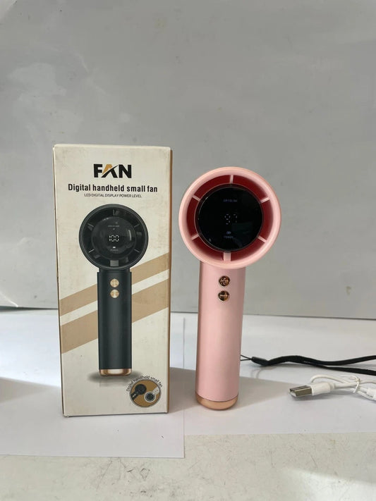 2X FAN Digital Handheld Small Fan Rechargeable Portable USB Cooling Fan with LED Display – Pink