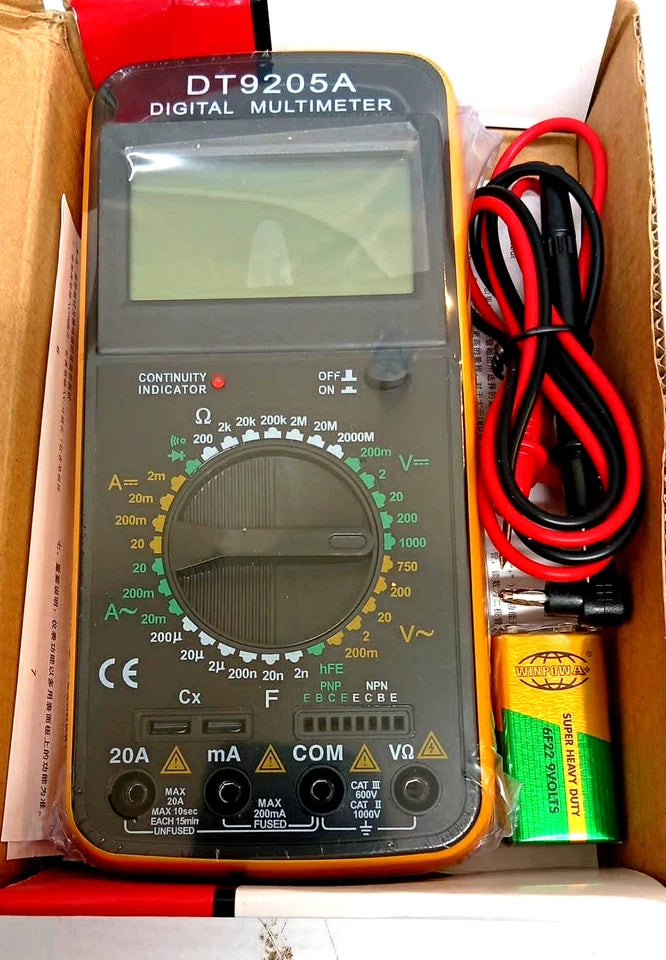 DT9205A Digital Multimeter LCD AC/DC Ammeter Resistance Capacitance Tester