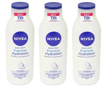 3x NIVEA Express Hydration Body Lotion Normal to Dry Skin 250ml