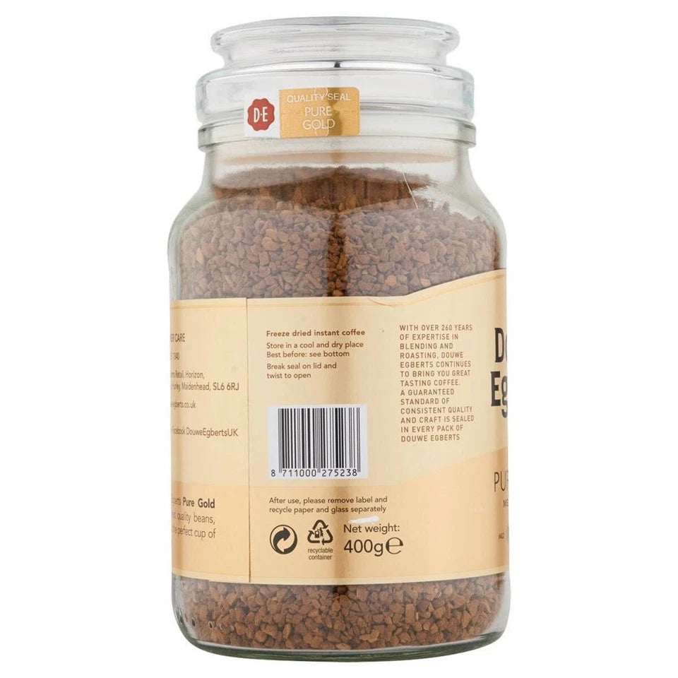 Douwe Egberts Pure Gold Instant Coffee 400g Medium Roast Glass Jar