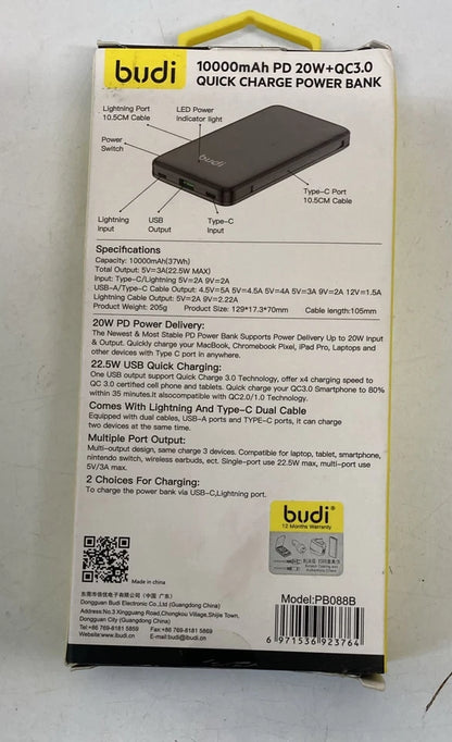 Budi PB088B 10000mAh Power Bank 22.5W Quick Charge PD20W