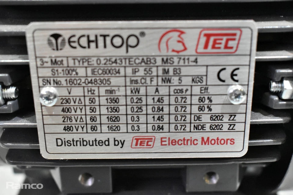 Tec Techtop 0.2543TECAB3 3-phase electric motor - W 205 x D 240 x H 265mm