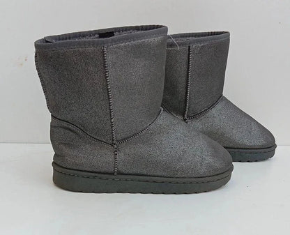 Grey Faux Fur Lined Winter Boots UK 8 EU 42 Mid Calf Warm Snow Boots