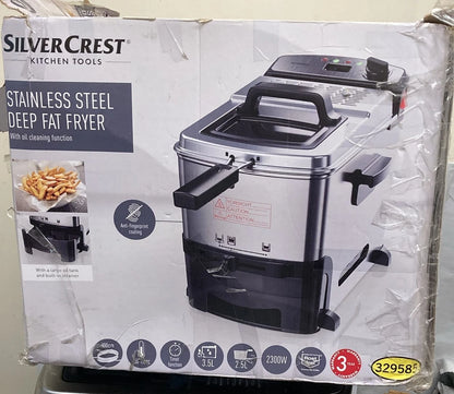 SilverCrest 3.5L Stainless Steel Deep Fat Fryer 2300W Oil Filter Timer 2.5L