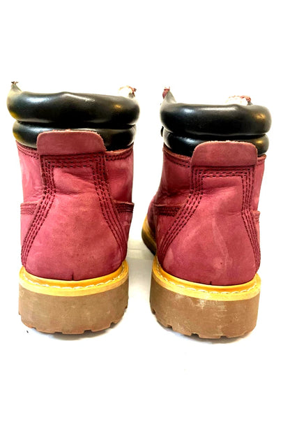 Women’s Maroon Lace-Up Ankle Boots UK 5 Leather Hiking Style Chunky Sole