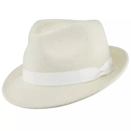 Unisex Mens Women Vintage Classic 100% Felt Wool Fedora Trilby Hat -Large (59cm)