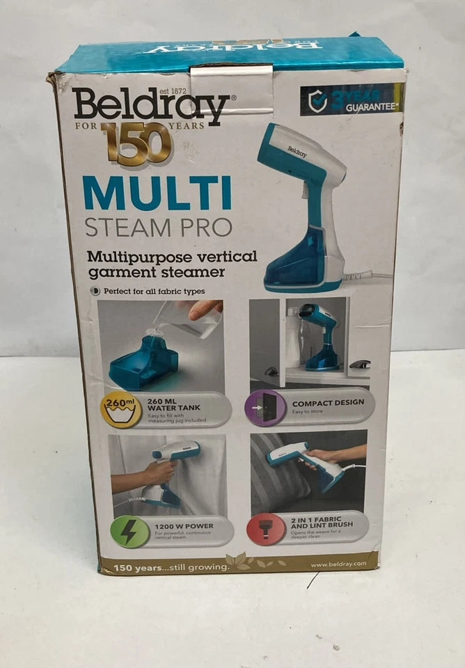 Beldray Multi Steam Pro Garment Steamer 1200W 260ml Handheld Clothes Steamer