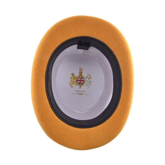 Wool Felt Top Hat – Mustard Yellow with Feather Size: Large 60cm (7 1/2)
