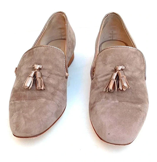 ALDO Men’s Suede Tassel Loafers Beige UK 8 EU 42 - Smart Casual Shoes