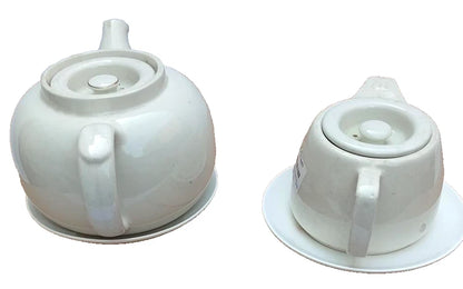 2x White Ceramic Teapots With Lids