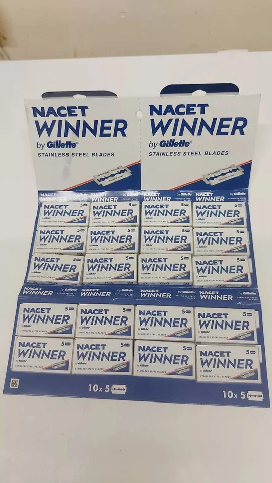 5 blade x 4 Packs Nacet Winner by Gillette - Stainless Steel Double-Edge Blades